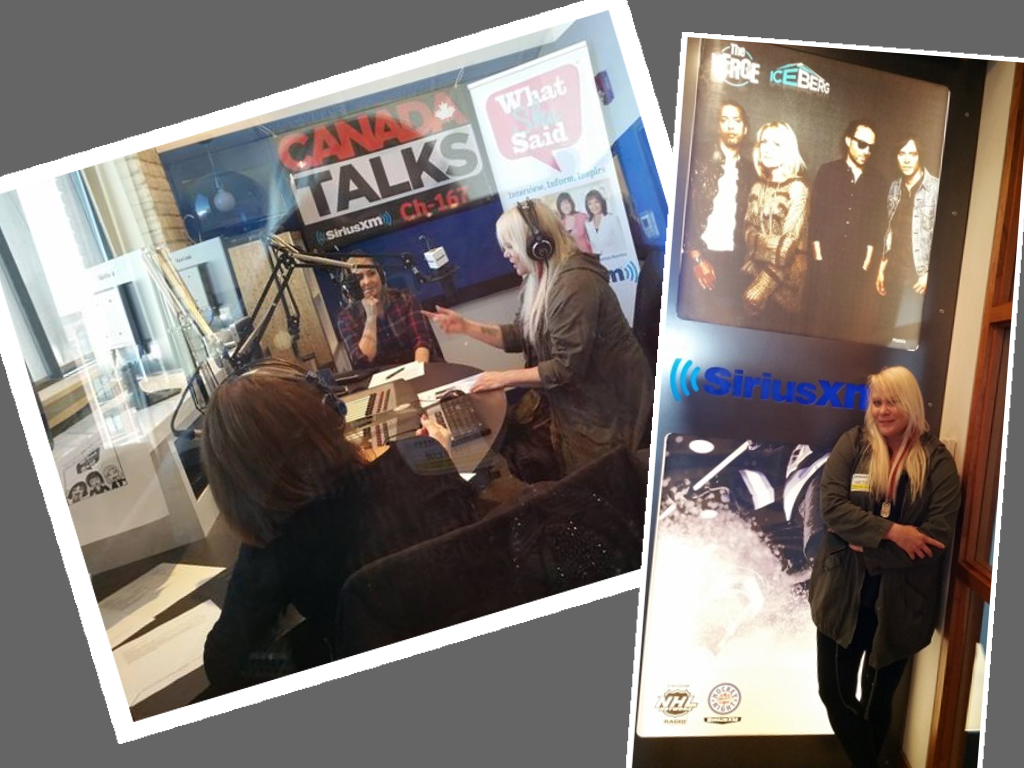 Image. Collage of two photos, LRock at Canada Talks SiriusXM